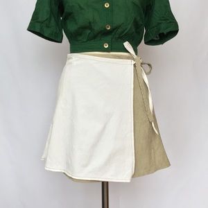 Two-Tone Corduroy Upcycled-Vintage Wrap Skirt